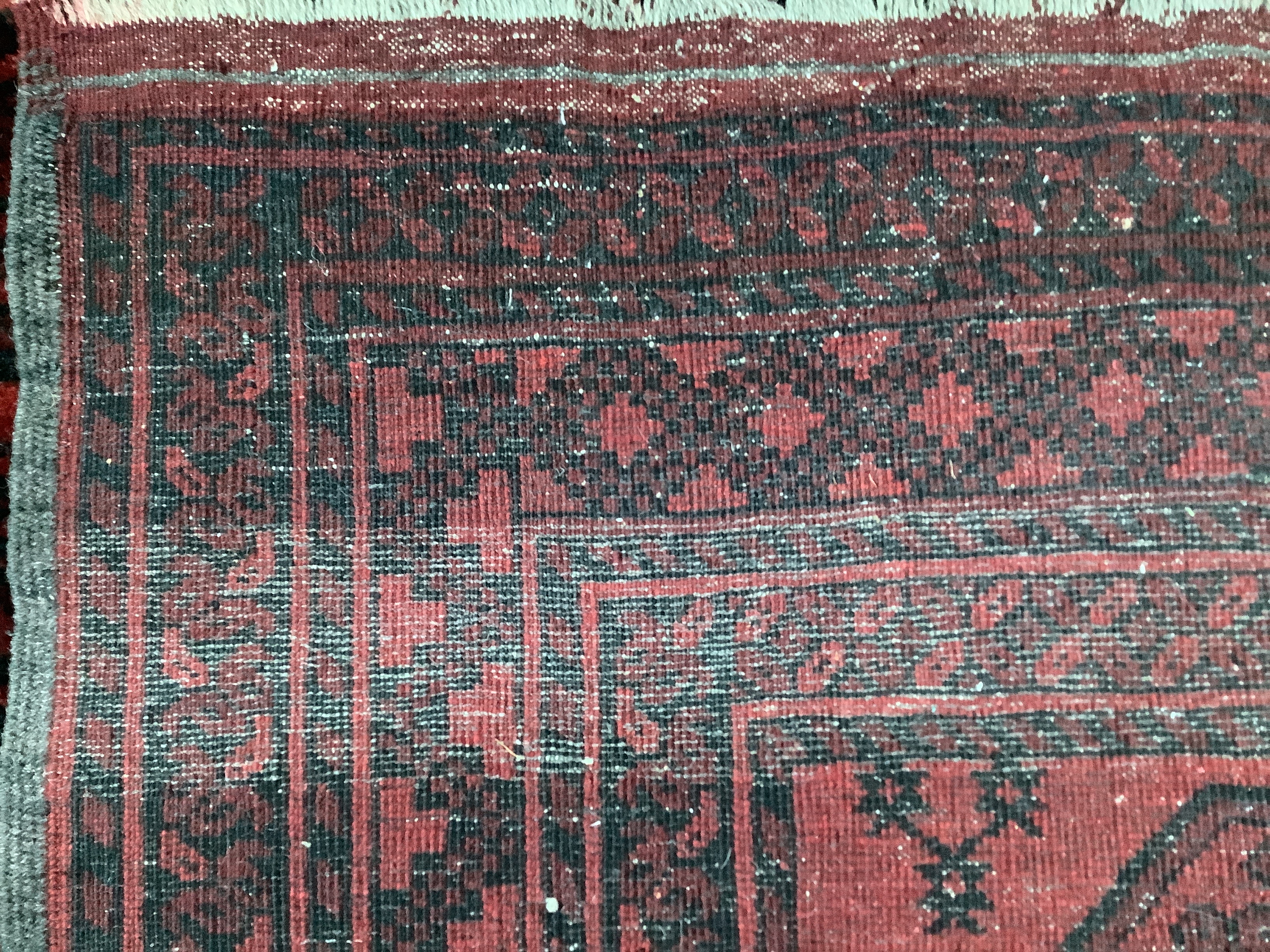 Two Afghan red ground rugs, larger 170 x 120cm